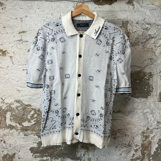 Amiri Light Blue Paisley Button Up Shirt Sz M