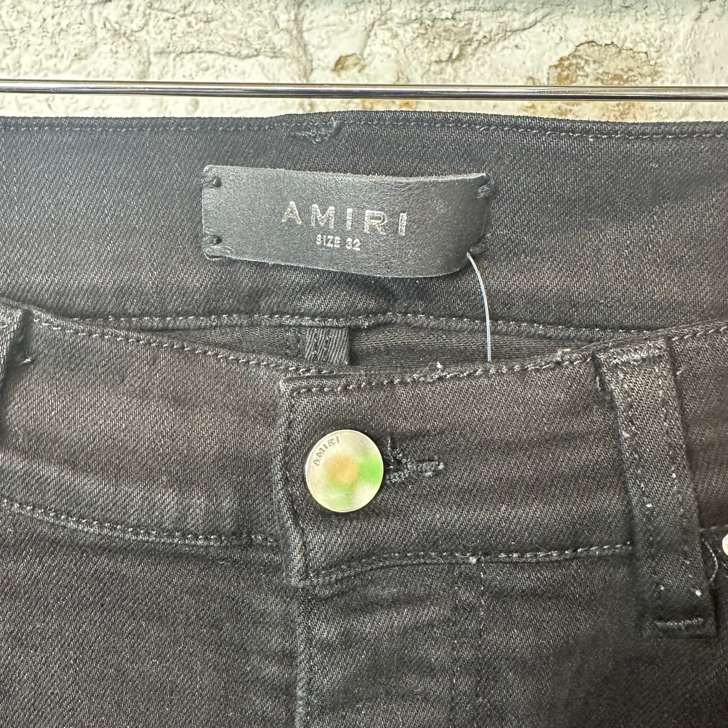 Amiri MX1 Brown Suede Black Denim Jeans Sz 32