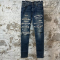 Amiri MX1 Blue Plaid Dark Blue Denim Jeans Sz 33