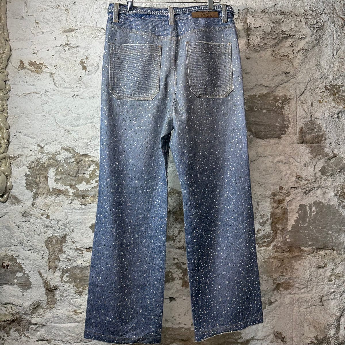 Birth Of Royal Child Crystal Embelished Blue Denim Jeans Sz M