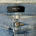 Amiri MX1 Cream Suede Light Wash Blue Denim Jeans Sz 38