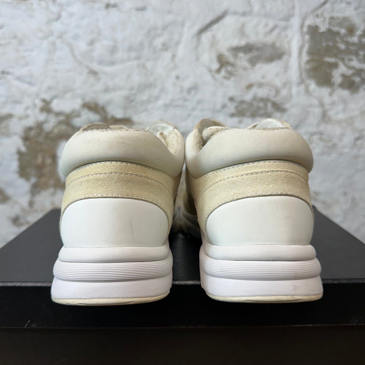 Chanel CC Beige White Trainer Sneaker Sz 6 (38)