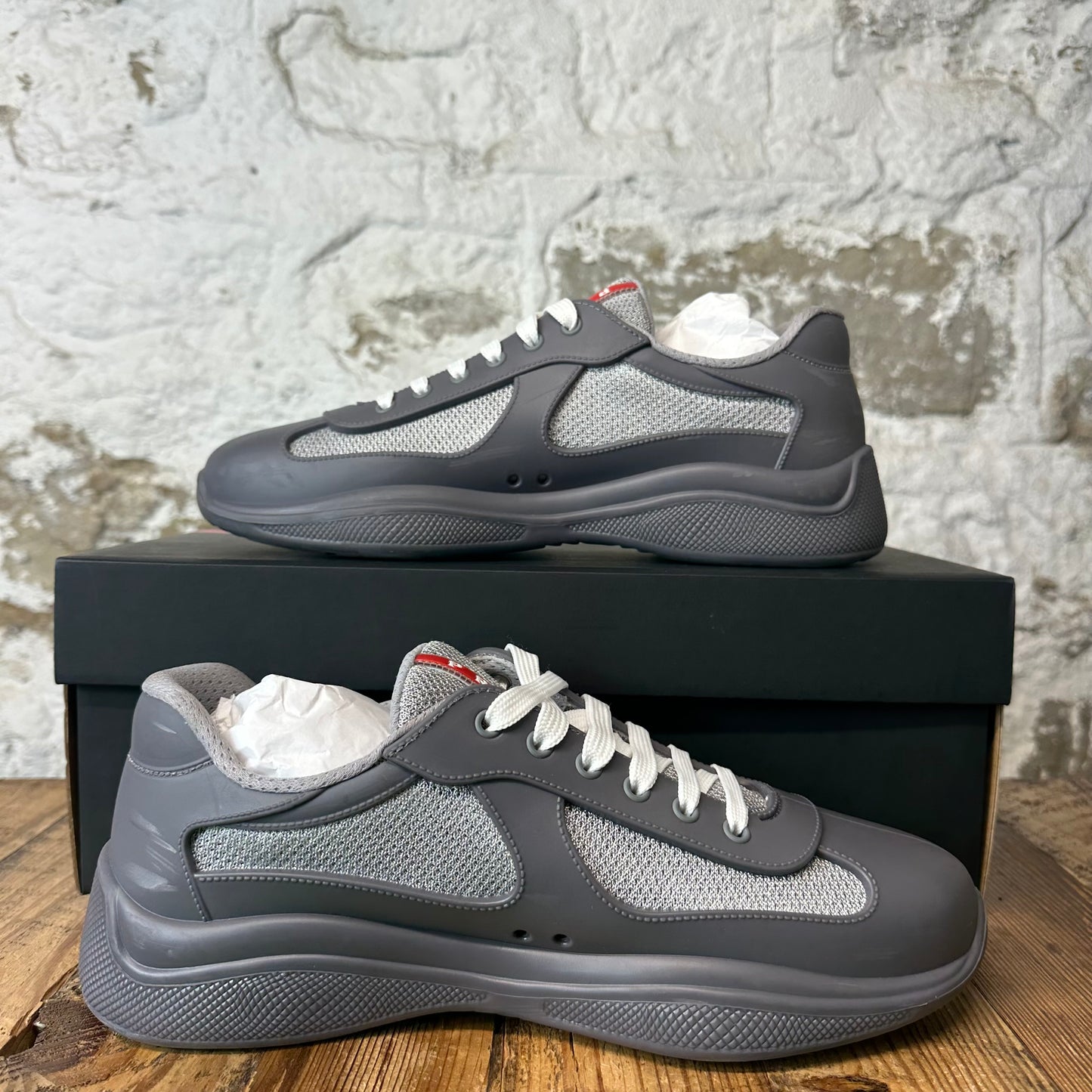 Prada Americas Cup Grey Rubber Sneaker Sz 10 (43)
