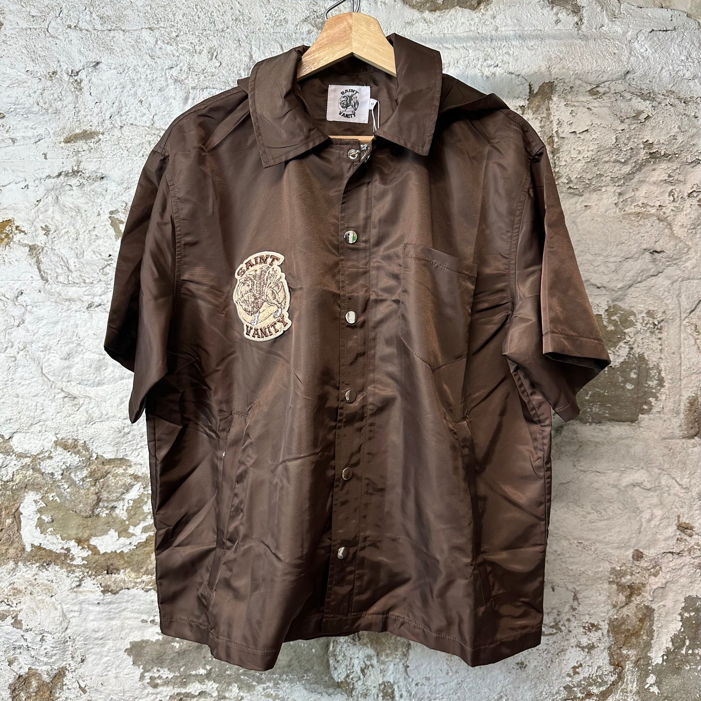Saint Vanity Brown Nylon Hooded Shirt