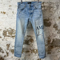 Amiri Starburst Spell Blue Denim Jeans Sz 30