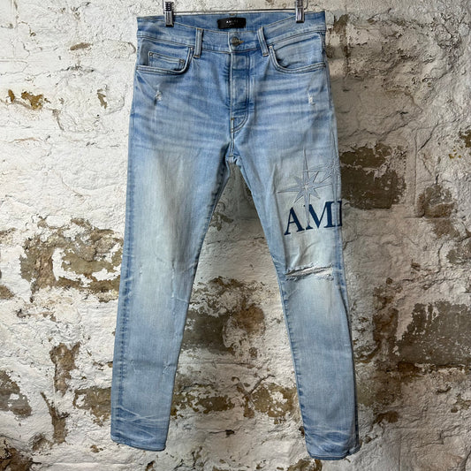 Amiri Starburst Spell Blue Denim Jeans Sz 30