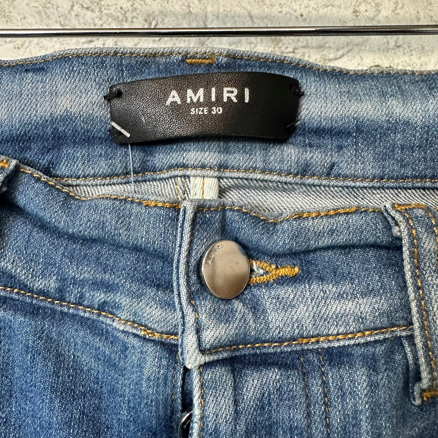 Amiri MX1 Sky Blue Cream Blue Denim Jeans Sz 30
