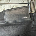 Amiri MX1 Black Leather Black Waxed Denim Jeans Sz 34