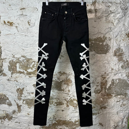 Amiri Silver Bones Black Denim Jeans Sz 28