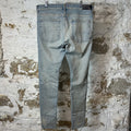 Amiri MX1 Cream Suede Blue Denim Jeans Sz 36