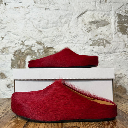 Marni Fussbett Sabot Red Fur Slipper Sz 9 (42)