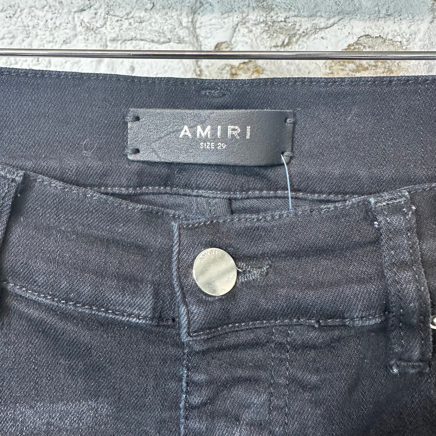 Amiri Green AM Spell Black Denim Jeans Sz 29
