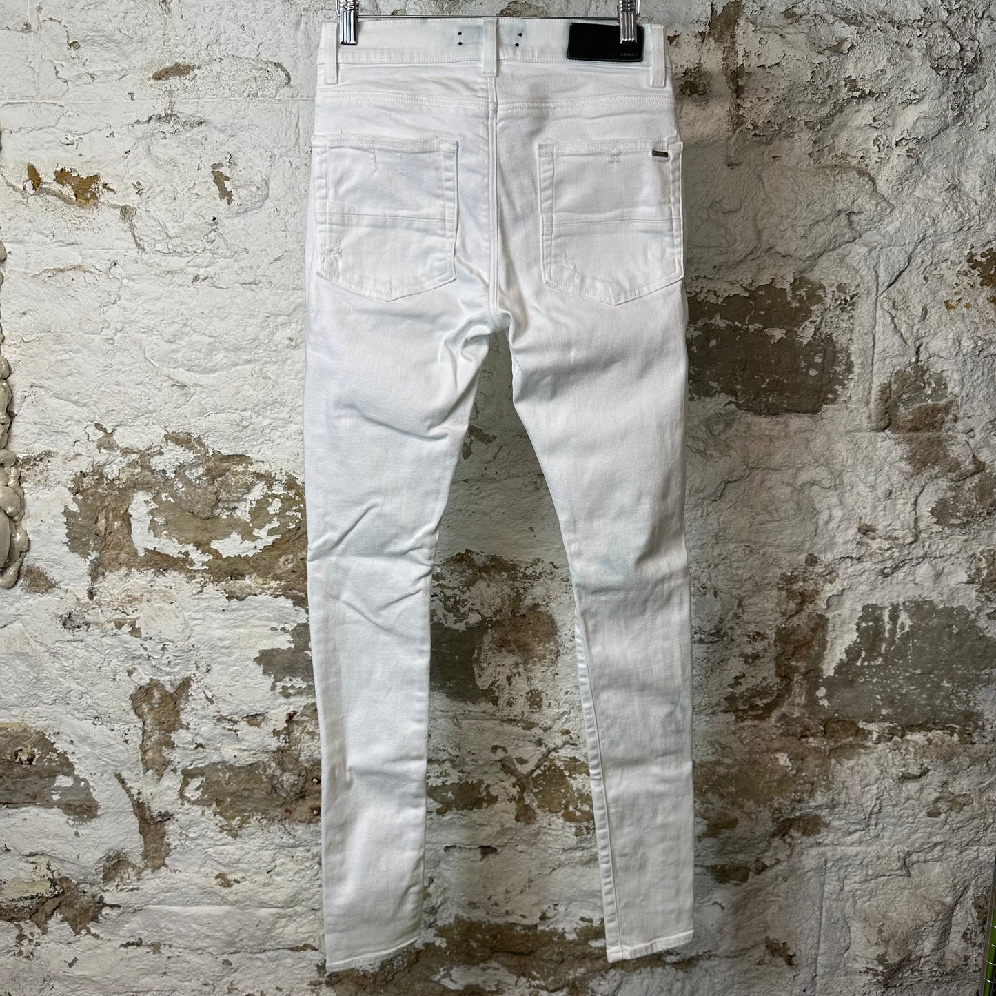 Amiri MX1 White Leather White Denim Jeans Sz 29