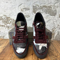 Valentino Red Maroon Suede Grey Camo Runner Sneaker Sz 12 (45)