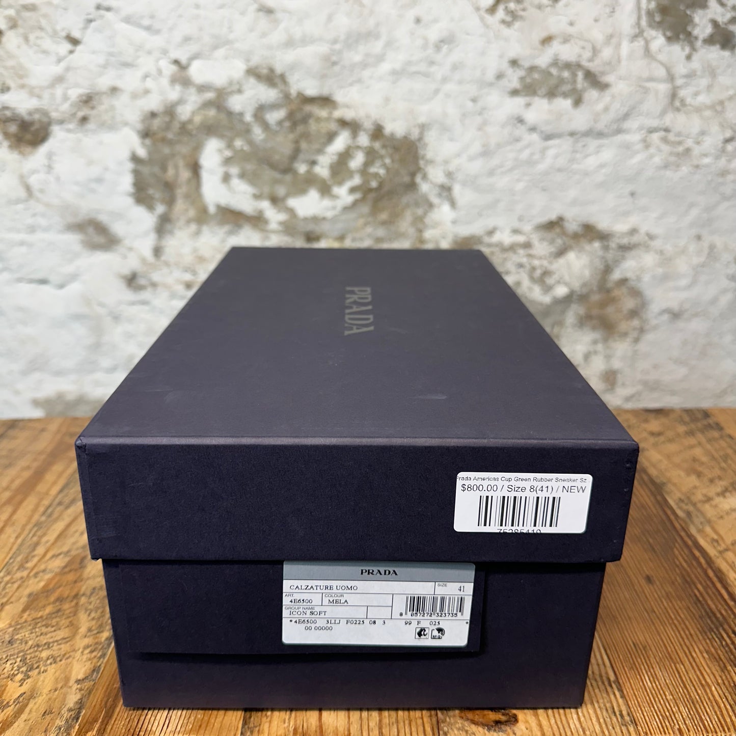 Prada Americas Cup Green Rubber Sneaker Sz 8 (41) DS