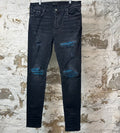 Amiri MX1 Cracked Blue Black Denim Jeans Sz 38