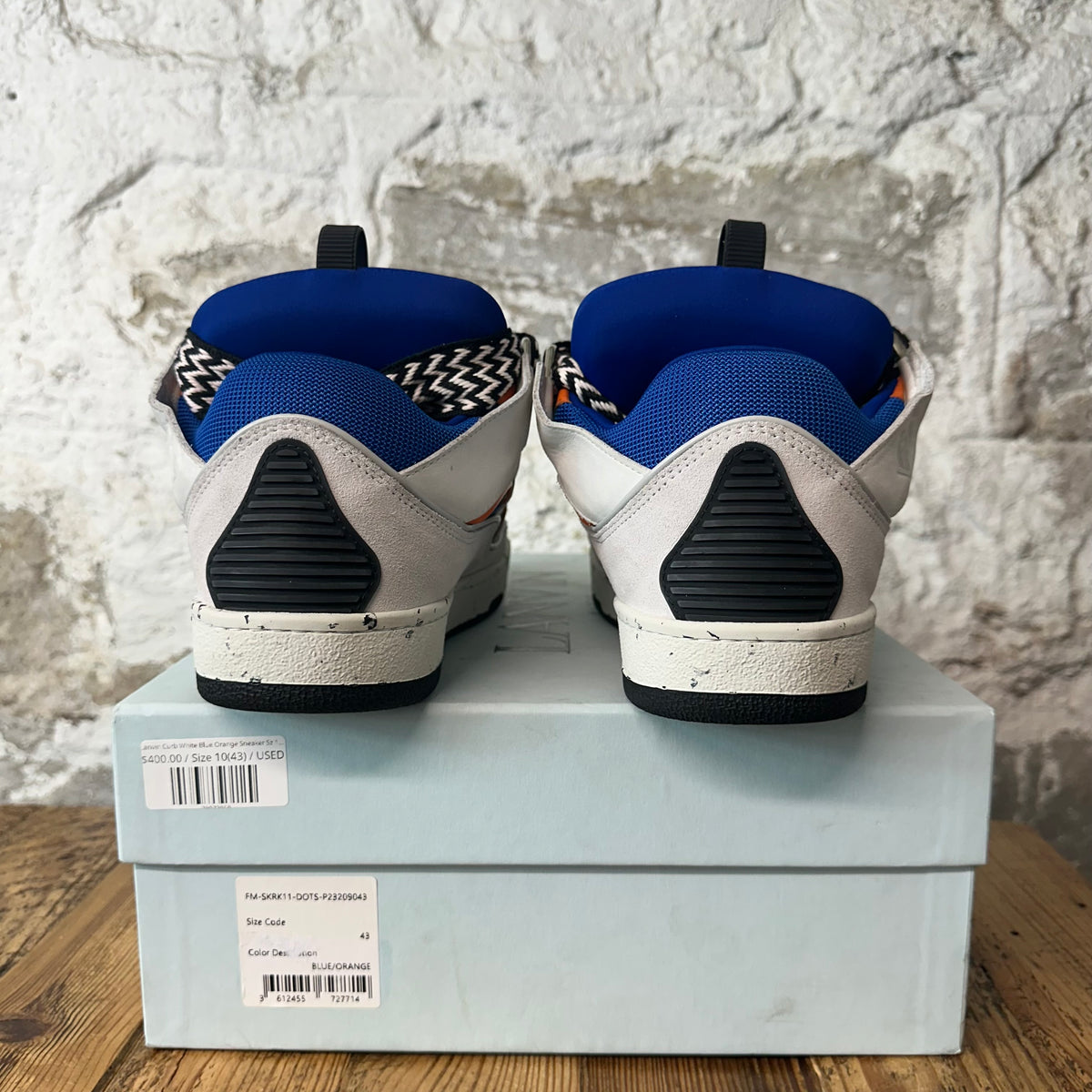 Lanvin Curb White Blue Orange Sneaker Sz 10 (43)