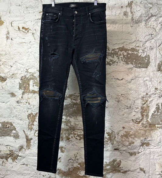 Amiri MX1 Camo Faded Black Denim Jeans Sz 34
