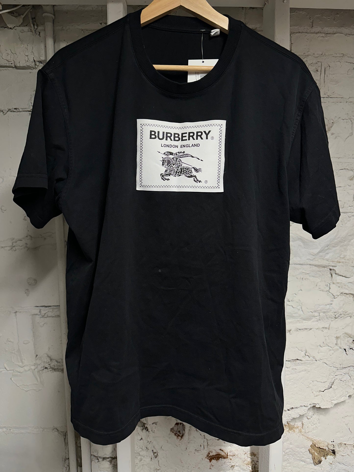 Burberry Chest Logo Black T-Shirt Sz S
