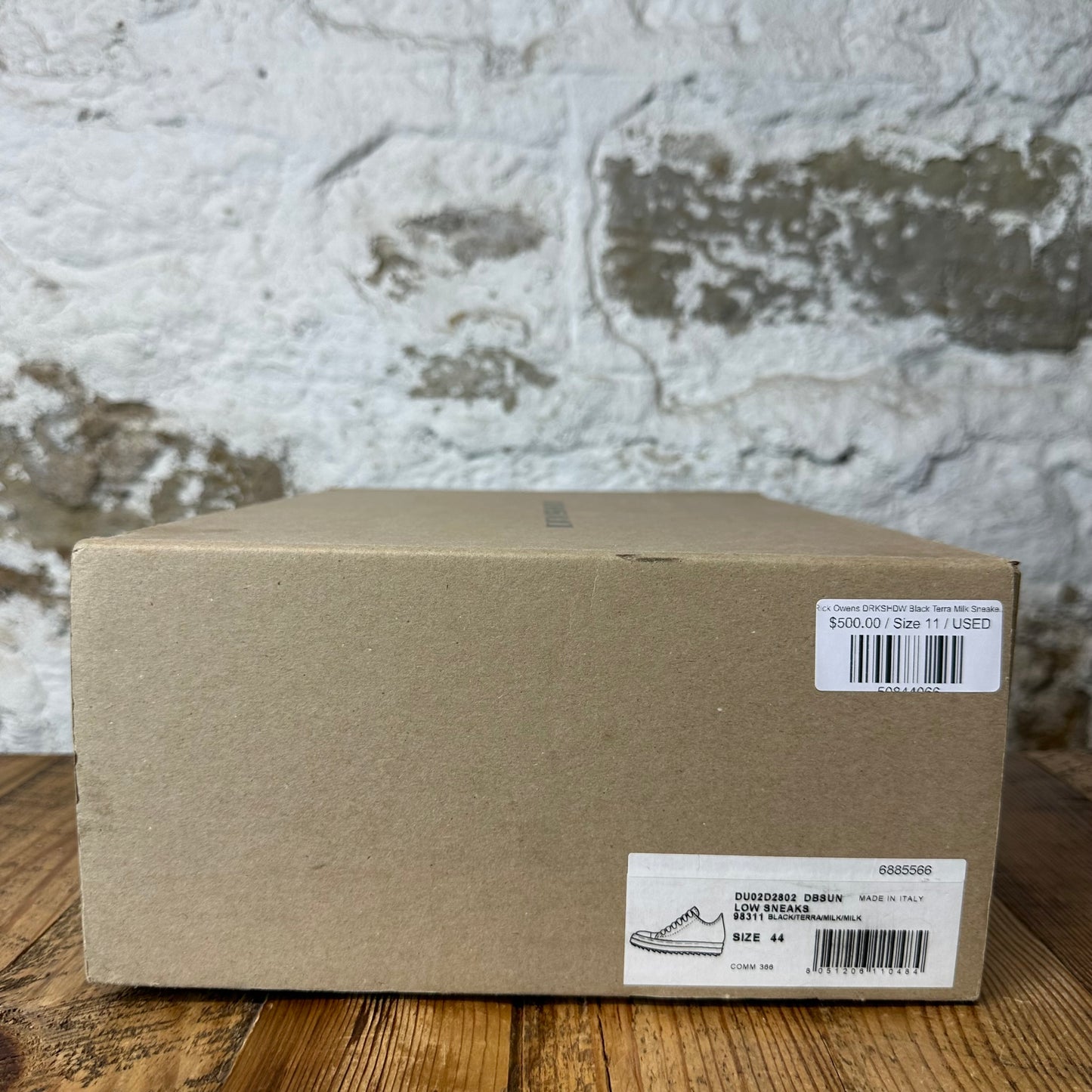 Rick Owens DRKSHDW Black Terra Milk Sneaker Sz 11