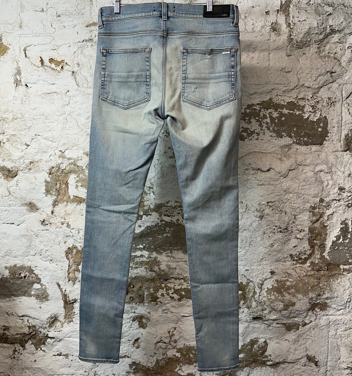 Amiri MX1 Light Blue Suede Blue Denim Jeans Sz 32
