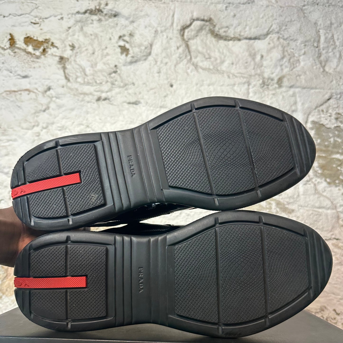 Prada Americas Cup Triple Black Patent Sneaker Sz 11