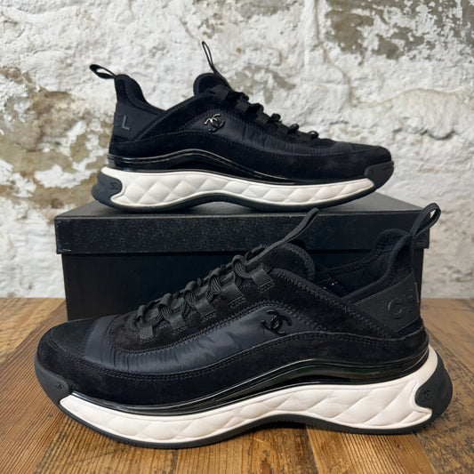 Chanel Black White Nylon Suede Trainer Sneaker Sz 9 (42)