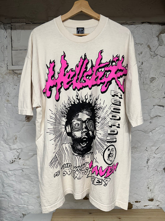 Hellstar Pink Logo Cream T-Shirt Sz XL