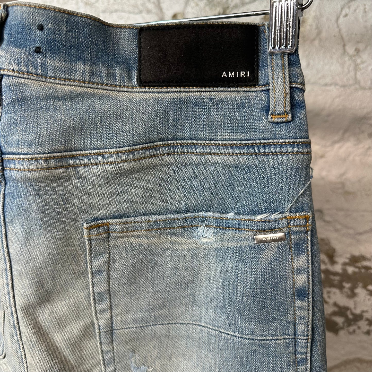 Amiri MX2 Multicolor Flannel Blue Denim Jeans Sz 30