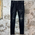Amiri MX1 Black White Woven Black Denim Jeans Sz 36