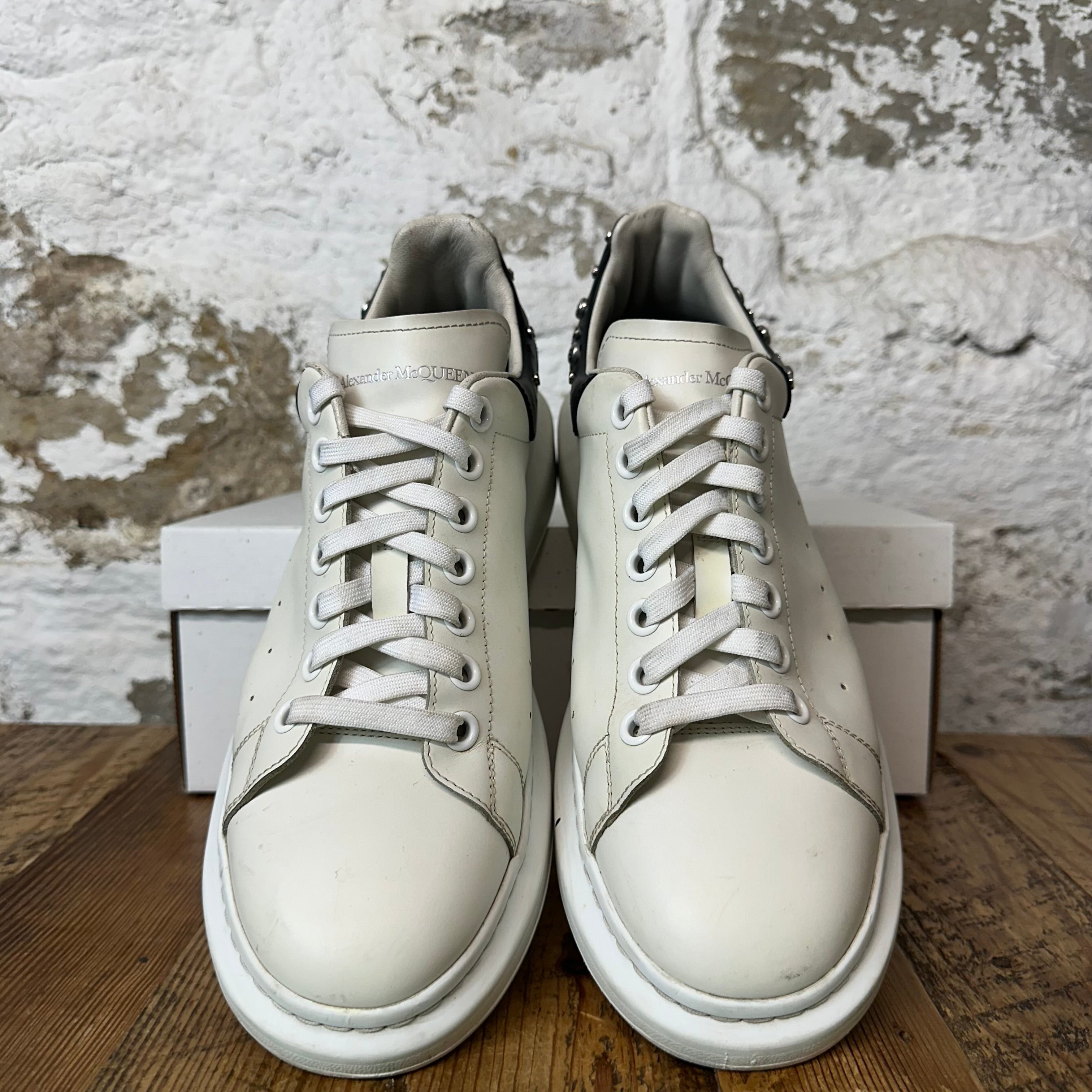 Alexander Mcqueen Black Studded Tab White Sneaker Sz 10 (43