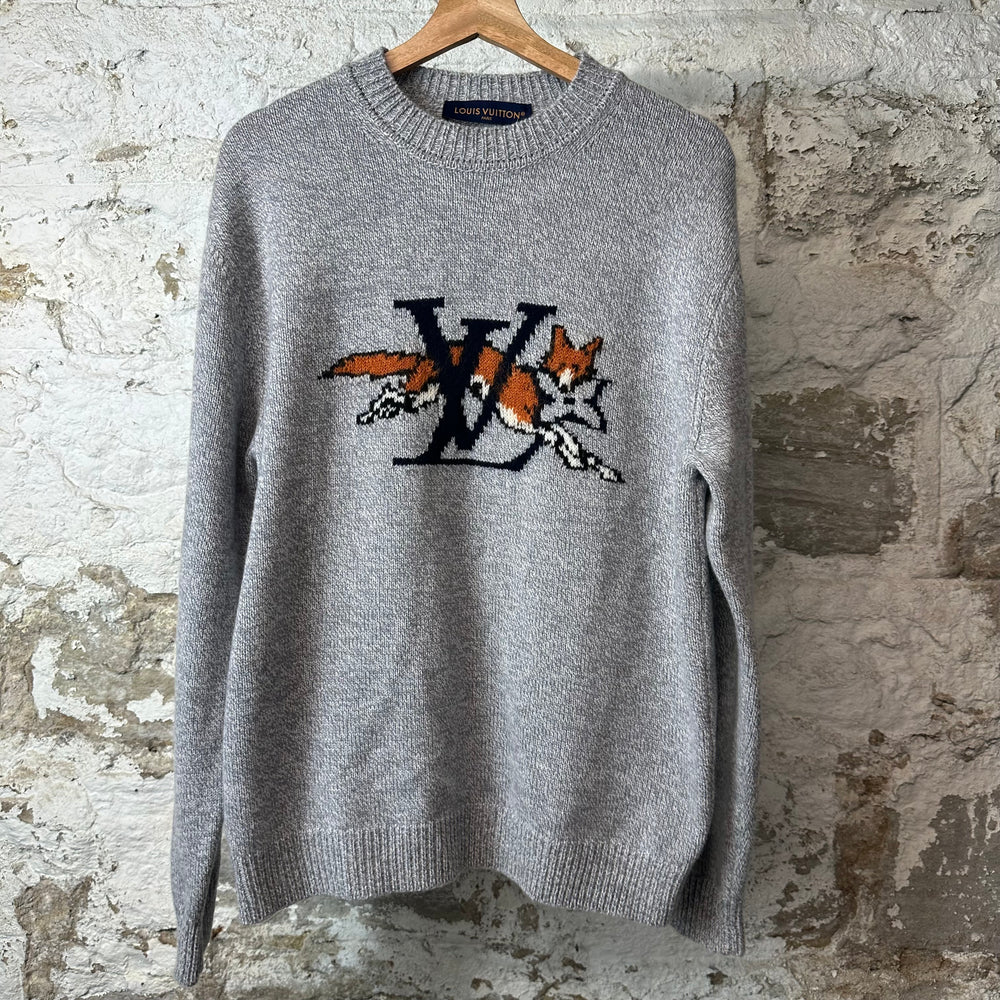 Louis Vuitton Fox Logo Wool Grey Sweater Sz M