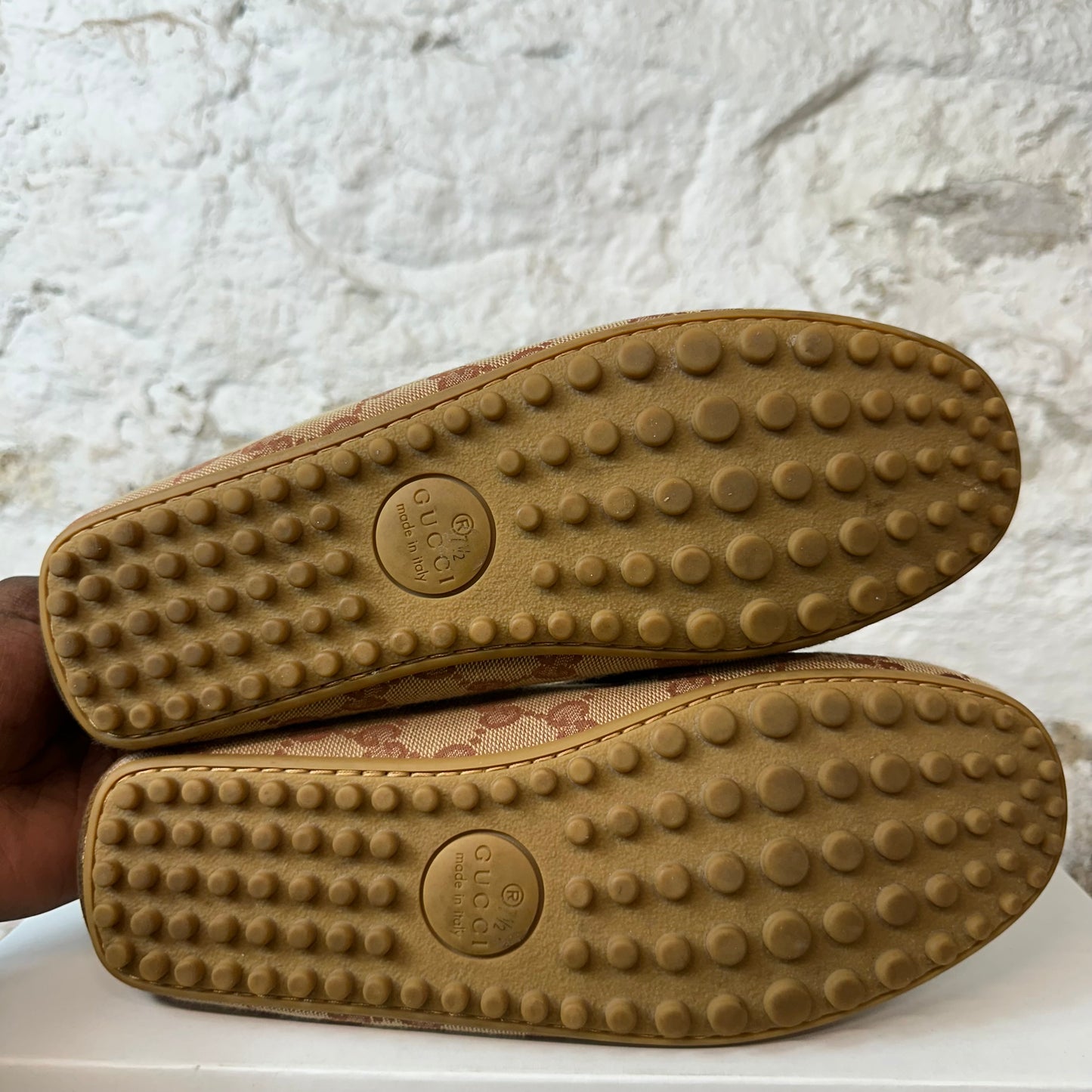 Gucci GG Brown Monogram Canvas Loafer Sz 7.5 No Box