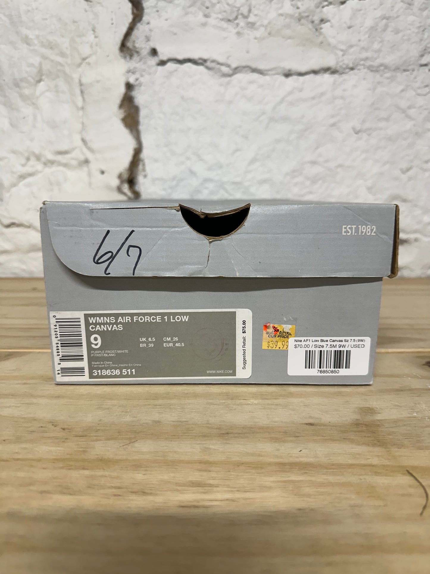 Nike Air Force 1 Low Blue Canvas Sz 7.5 (9W)
