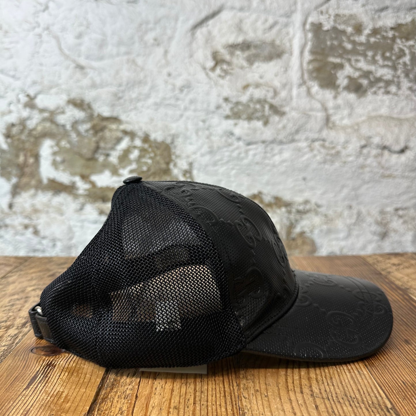 Gucci Black Embossed GG Monogram Hat Sz L