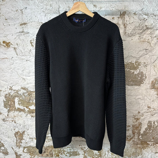 Louis Vuitton Rue Du Pont Waflle Knit Black Sweater Sz XL