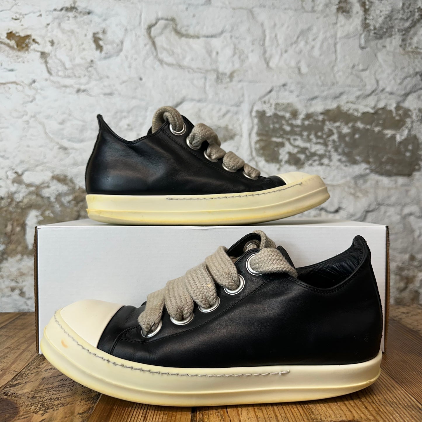 Rick Owens Jumbo Lace Black Milk Sneaker Sz 8.5 (41.5)