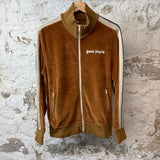 Palm Angels Brown Velour Track Jacket Sz M