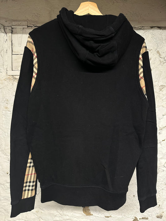 Burberry Black Plaid Stripe Hoodie Sz XS