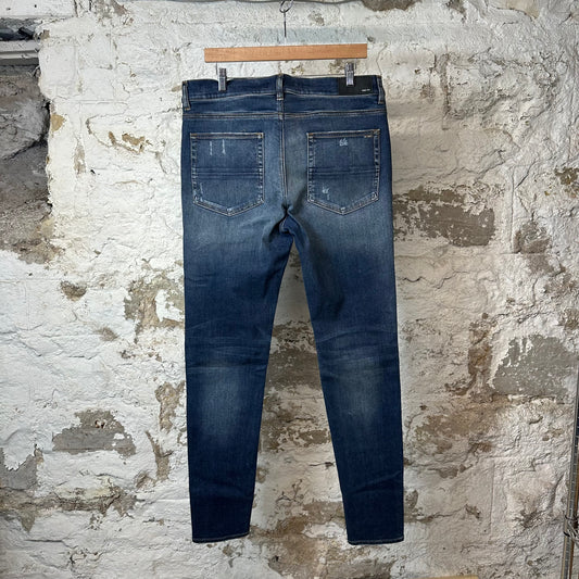 Amiri MX1 Orange Suede Dark Blue Denim Jean Sz 36