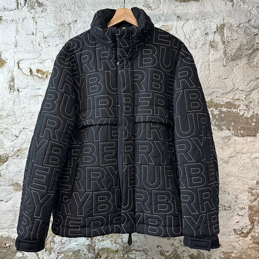 Burberry Monogram Quilted Nylon Jacket Black Sz XL