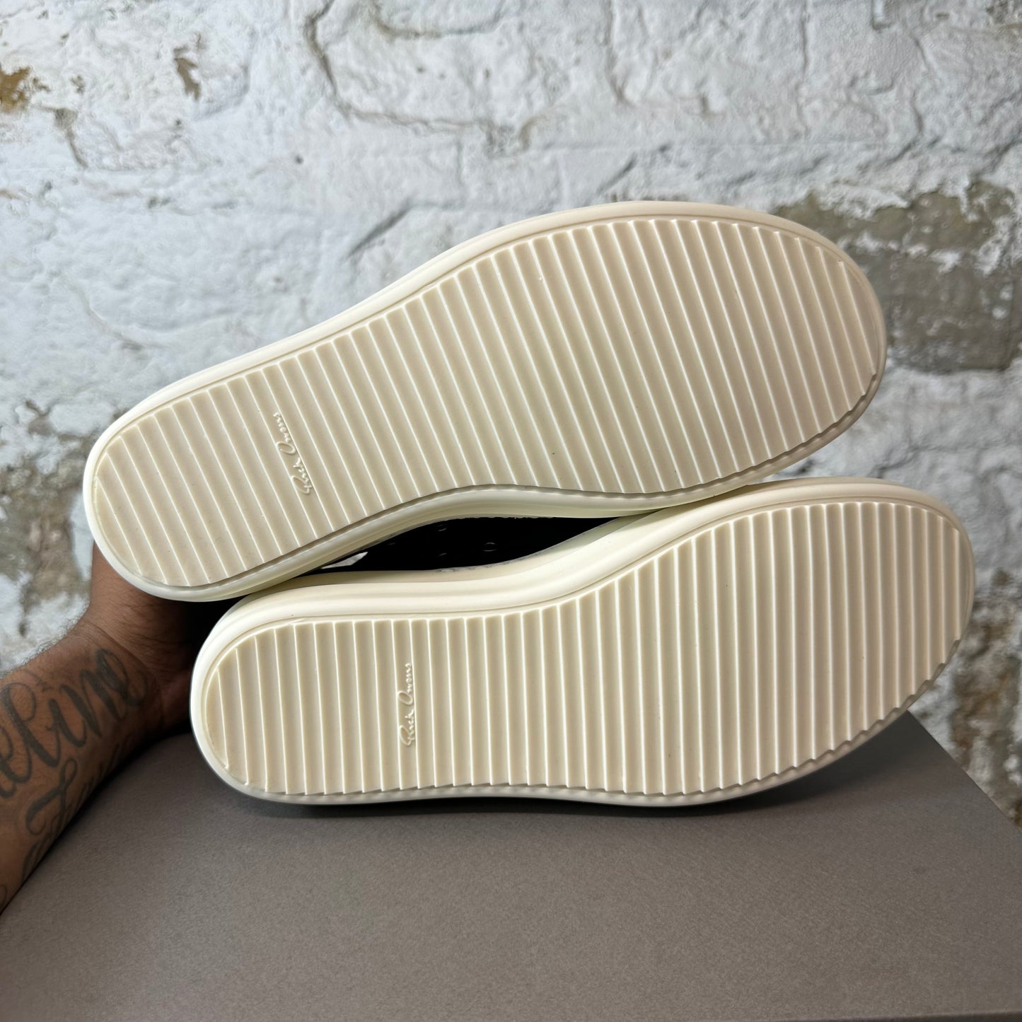 Rick Owens Jumbo Lace Black Suede Milk Sneaker DS