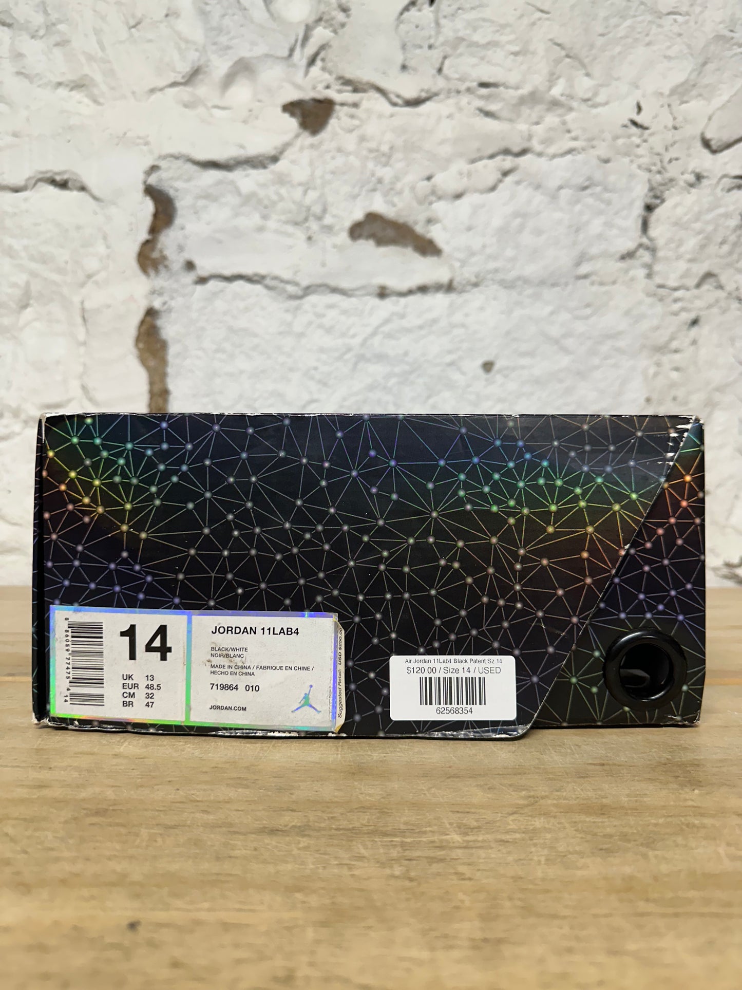 Air Jordan 11Lab4 Black Patent Sz 14