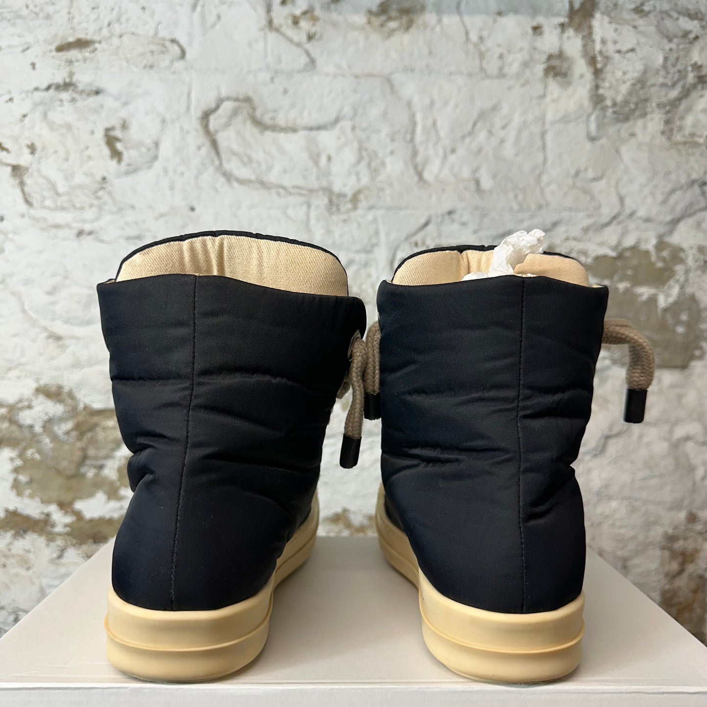 Rick Owens High Jumbo Lace Puffer Black Milk Sneaker Sz 6.5 (39.5)