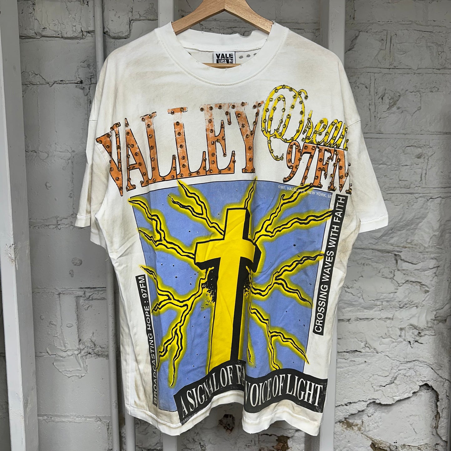 Vale Thunder Cross Bling White T-Shirt Sz M
