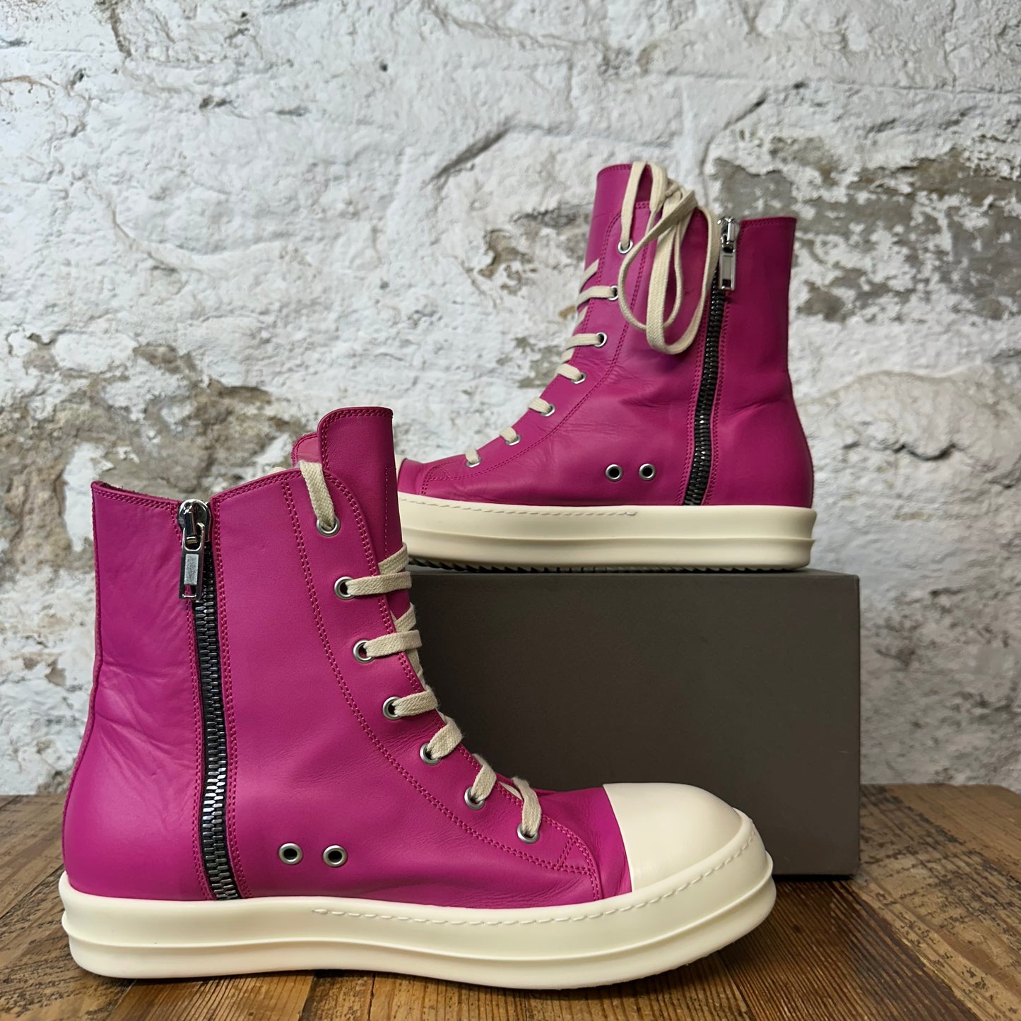 Rick Owens High Hot Pink Milk Sneaker Sz 10.5 (43.5)