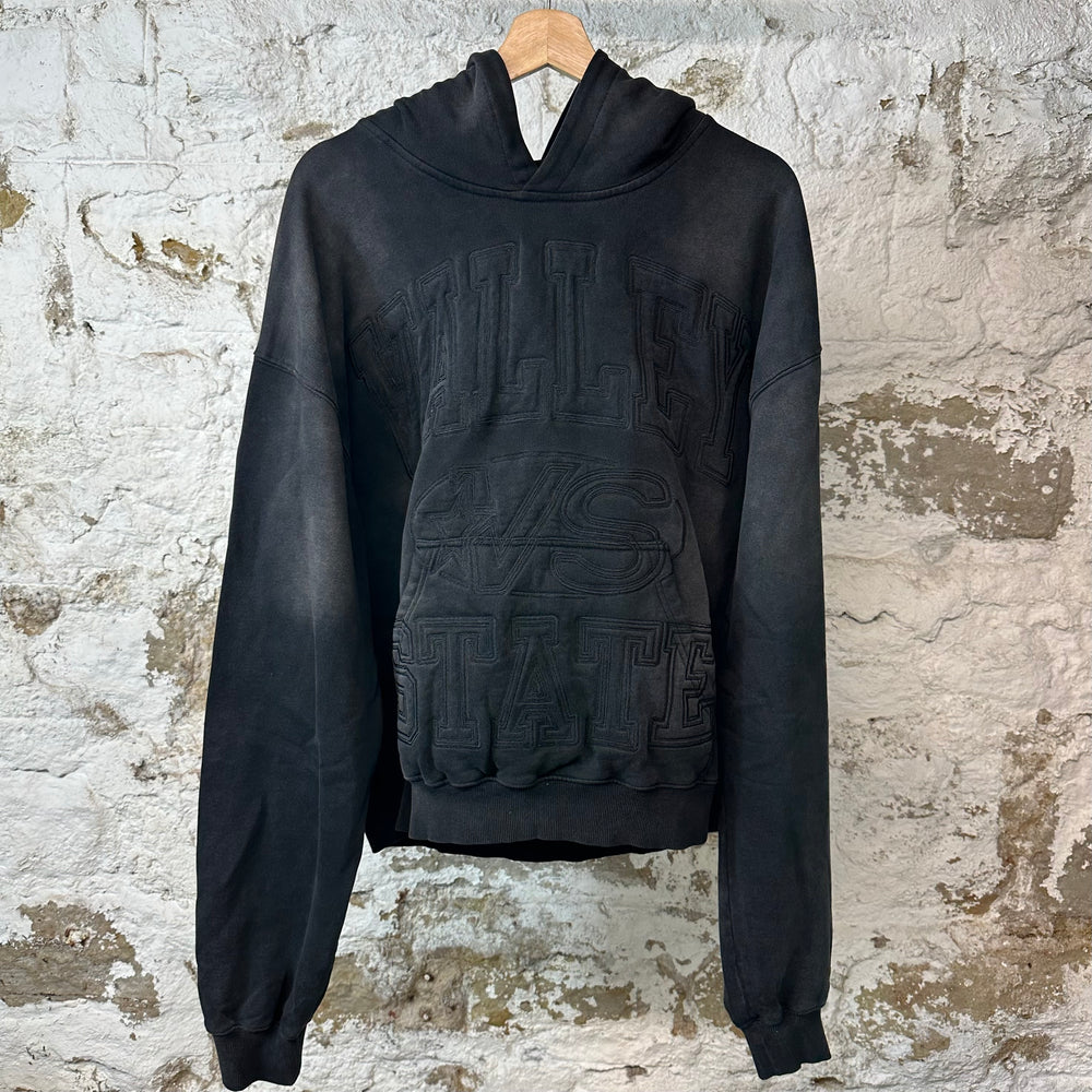 Vale State Embossed Black Hoodie Sz M