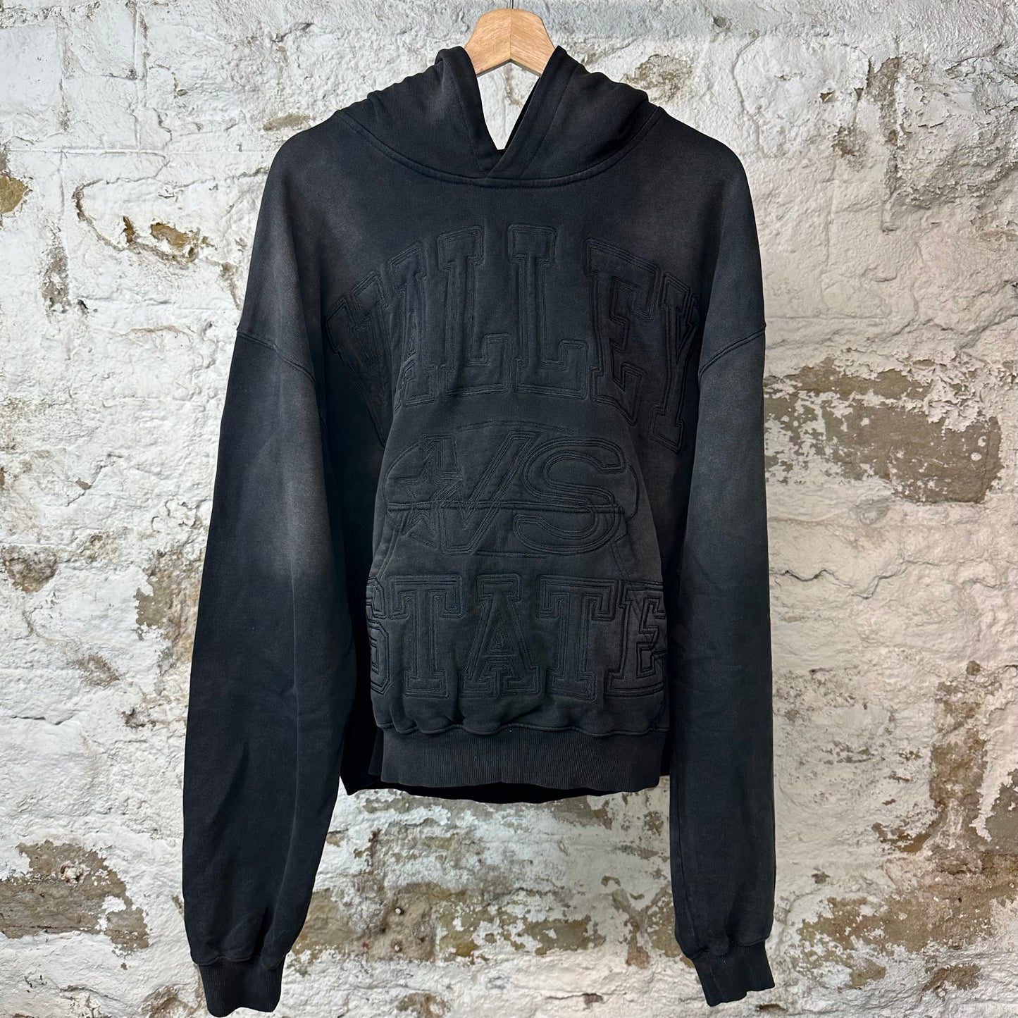 Vale State Embossed Black Hoodie Sz M