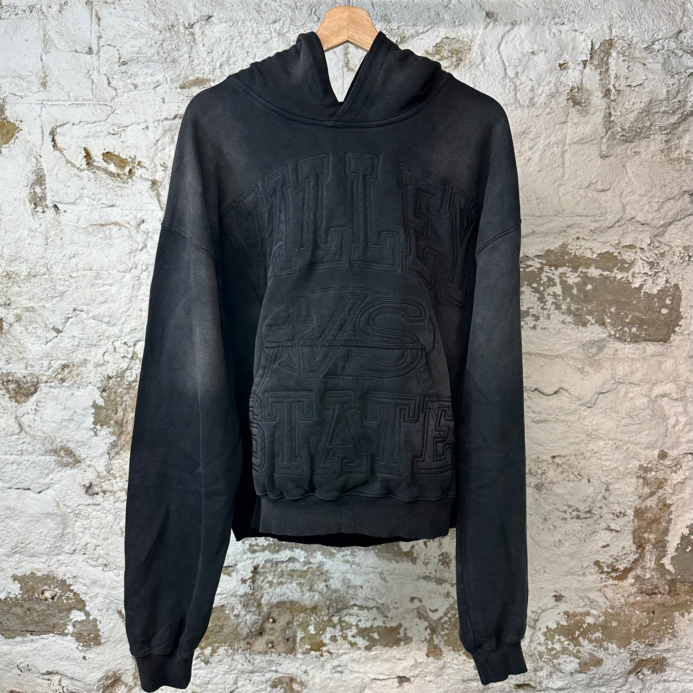 Vale State Embossed Black Hoodie Sz M