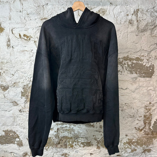 Vale State Embossed Black Hoodie Sz M